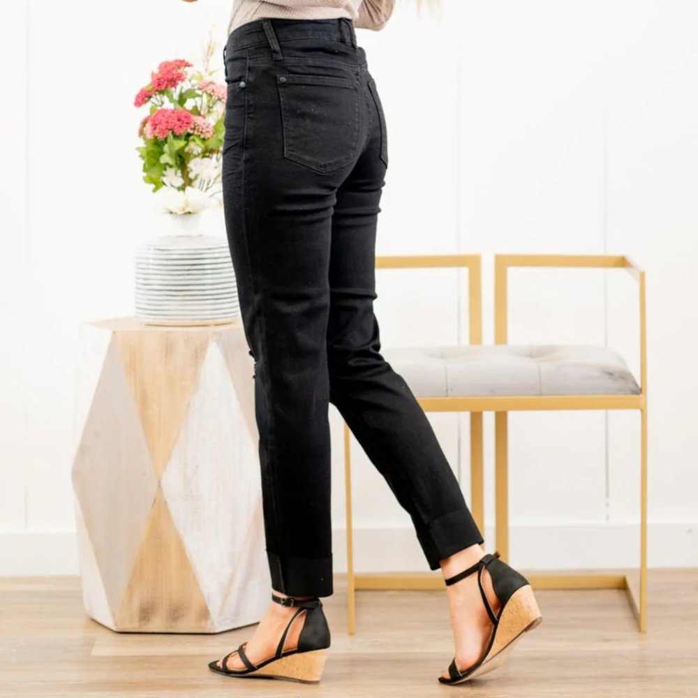 NWT Judy Blue Slim Fit High Rise Black Denim Jeans Size 26 - Picture 3 of 13